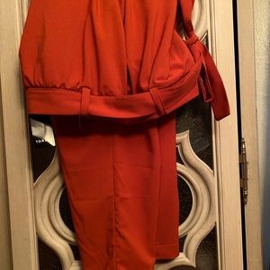 Torrid redish-orange crepe self-tied tapered pant
